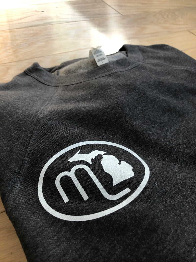 MiLife Crew Neck Dark Heather Sweatshirt made in Michigan 