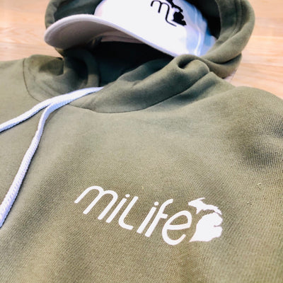Military Green MiLife Hoodie made here in Michigan